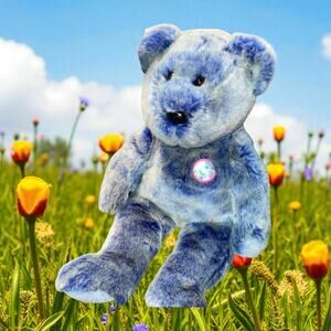 Ty Beanie Buddies Teddy Bear Periwinkle Blue Soft Plush Stuffed Toy Vintage Gift